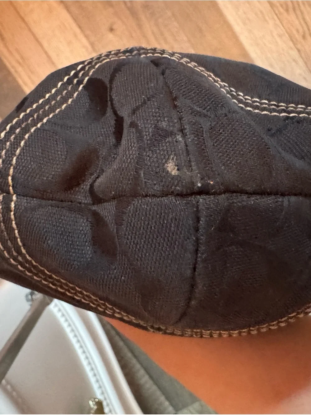 Coach Black Signature Jacquard Hobo with Beaded Charm
